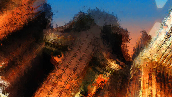 Экспрессивная кисть на холсте. Абстрактная текстура. 2d иллюстрация. Широкие мазки кистью. Современное цифровое искусство. Современная кисть. Современное выражение. Популярный стиль.