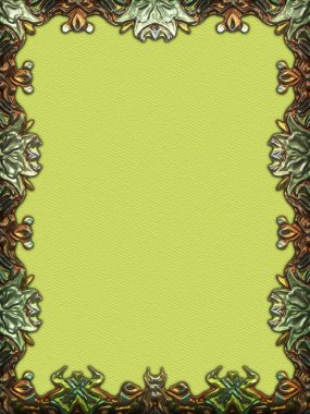 Çerçeve kağıdı. Kart, davetiye ya da albüm olarak harika bir kullanım. Fantezi 3D çizim arka planı. Zarif duvar kâğıdı. Metnin için şablon.