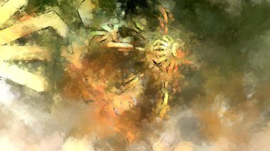 Tuval üzerinde etkileyici fırçalanmış resim. Soyut doku. 2D çizim. Geniş fırça darbeleri. Modern dijital sanat. Çağdaş fırça. Modern ifade. Popüler biçim boyanmış resim.