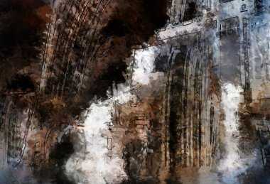 Tuval üzerinde etkileyici fırçalanmış resim. Soyut doku. 2D çizim. Geniş fırça darbeleri. Modern dijital sanat. Çağdaş fırça. Modern ifade. Popüler biçim boyanmış resim.