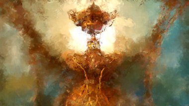 Tuval üzerinde etkileyici fırçalanmış resim. Soyut doku. 2D çizim. Geniş fırça darbeleri. Modern dijital sanat. Çağdaş fırça. Modern ifade. Popüler biçim boyanmış resim.