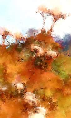 Tuval üzerinde etkileyici fırçalanmış resim. Soyut doku. 2D çizim. Geniş fırça darbeleri. Modern dijital sanat. Çağdaş fırça. Modern ifade. Popüler biçim boyanmış resim.