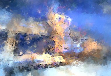 Tuval üzerinde etkileyici fırçalanmış resim. Soyut doku. 2D çizim. Geniş fırça darbeleri. Modern dijital sanat. Çağdaş fırça. Modern ifade. Popüler biçim boyanmış resim.