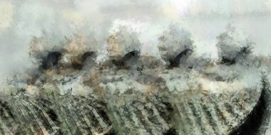 Tuval üzerinde etkileyici fırçalanmış resim. Soyut doku. 2D çizim. Geniş fırça darbeleri. Modern dijital sanat. Çağdaş fırça. Modern ifade. Popüler biçim boyanmış resim.