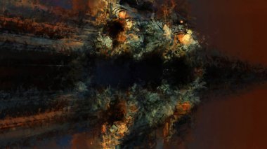 Tuval üzerinde etkileyici fırçalanmış resim. Soyut doku. 2D çizim. Geniş fırça darbeleri. Modern dijital sanat. Çağdaş fırça. Modern ifade. Popüler biçim boyanmış resim.