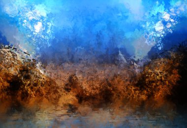 Tuval üzerinde etkileyici fırçalanmış resim. Soyut doku. 2D çizim. Geniş fırça darbeleri. Modern dijital sanat. Çağdaş fırça. Modern ifade. Popüler biçim boyanmış resim.