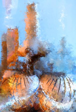 Tuval üzerinde etkileyici fırçalanmış resim. Soyut doku. 2D çizim. Geniş fırça darbeleri. Modern dijital sanat. Çağdaş fırça. Modern ifade. Popüler biçim boyanmış resim.