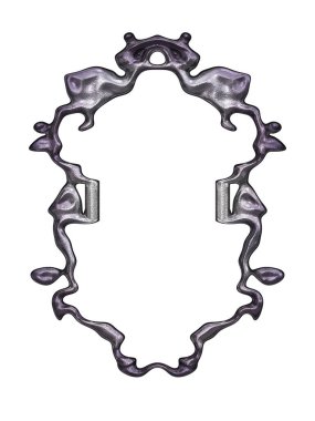 Üç boyutlu metalik illüstrasyon. Beyaz arka planda izole edilmiş fantezi çerçevesi. Davetiyeler, posterler, menü, hatıra defteri ve sunum için mükemmel. Metnin için şablon.