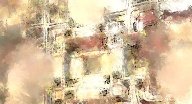 Tuval üzerinde etkileyici fırçalanmış resim. Soyut doku. 2D çizim. Geniş fırça darbeleri. Modern dijital sanat. Çağdaş fırça. Modern ifade. Popüler biçim boyanmış resim.