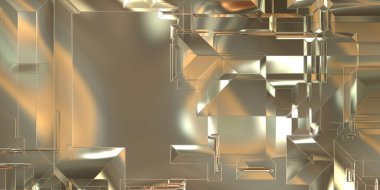 Parlak saten kaplama yüzey teknolojisi 3 boyutlu desen. Lüks yansımalı metal panel dokusu. Arkaplan, duvar kağıdı, uzay gemisi gövdesi için cilalanmış geometrik metal yansıtıcı fütüristik malzeme.