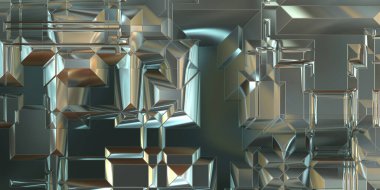 Parlak saten kaplama yüzey teknolojisi 3 boyutlu desen. Lüks yansımalı metal panel dokusu. Arkaplan, duvar kağıdı, uzay gemisi gövdesi için cilalanmış geometrik metal yansıtıcı fütüristik malzeme.