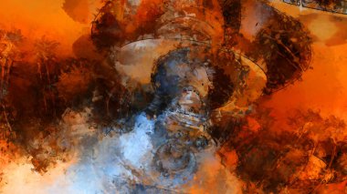 Tuval üzerinde etkileyici fırçalanmış resim. Soyut doku. 2D çizim. Geniş fırça darbeleri. Modern dijital sanat. Çağdaş fırça. Modern ifade. Popüler biçim boyanmış resim.