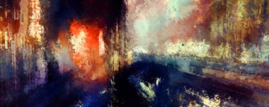 Tuval üzerinde etkileyici fırçalanmış resim. Soyut doku. 2D çizim. Geniş fırça darbeleri. Modern dijital sanat. Çağdaş fırça. Modern ifade. Popüler biçim boyanmış resim.