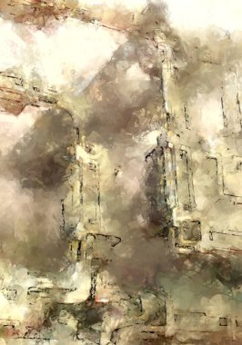 Tuval üzerinde etkileyici fırçalanmış resim. Soyut doku. 2D çizim. Geniş fırça darbeleri. Modern dijital sanat. Çağdaş fırça. Modern ifade. Popüler biçim boyanmış resim.