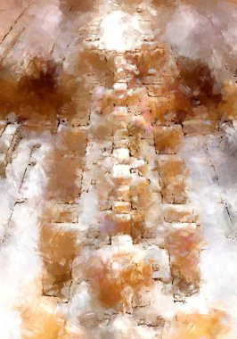 Tuval üzerinde etkileyici fırçalanmış resim. Soyut doku. 2D çizim. Geniş fırça darbeleri. Modern dijital sanat. Çağdaş fırça. Modern ifade. Popüler biçim boyanmış resim.