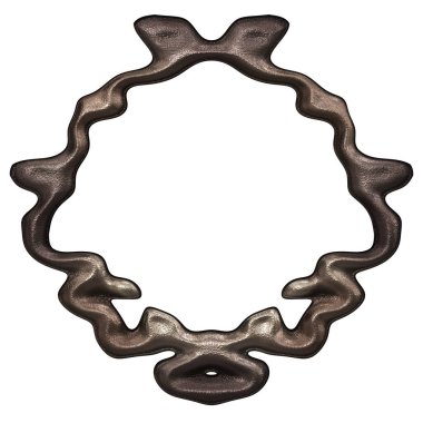 Üç boyutlu metalik illüstrasyon. Beyaz arka planda izole edilmiş fantezi çerçevesi. Davetiyeler, posterler, menü, hatıra defteri ve sunum için mükemmel. Metnin için şablon.