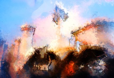 Tuval üzerinde etkileyici fırçalanmış resim. Soyut doku. 2D çizim. Geniş fırça darbeleri. Modern dijital sanat. Çağdaş fırça. Modern ifade. Popüler biçim boyanmış resim.