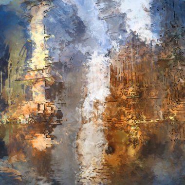 Tuval üzerinde etkileyici fırçalanmış resim. Soyut doku. 2D çizim. Geniş fırça darbeleri. Modern dijital sanat. Çağdaş fırça. Modern ifade. Popüler biçim boyanmış resim.