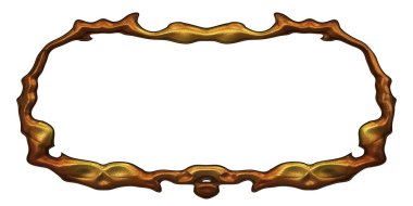 Üç boyutlu metalik illüstrasyon. Beyaz arka planda izole edilmiş fantezi çerçevesi. Davetiyeler, posterler, menü, hatıra defteri ve sunum için mükemmel. Metnin için şablon.