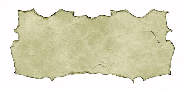 Antieke Perkament Banner Met Verbrande Gekrulde Randen Geïsoleerd Witte Achtergrond — Stockfoto