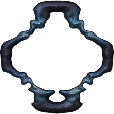 Üç boyutlu metalik illüstrasyon. Beyaz arka planda izole edilmiş fantezi çerçevesi. Davetiyeler, posterler, menü, hatıra defteri ve sunum için mükemmel. Metnin için şablon.