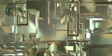 Parlak saten kaplama yüzey teknolojisi 3 boyutlu desen. Lüks yansımalı metal panel dokusu. Arkaplan, duvar kağıdı, uzay gemisi gövdesi için cilalanmış geometrik metal yansıtıcı fütüristik malzeme.