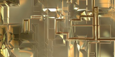 Parlak saten kaplama yüzey teknolojisi 3 boyutlu desen. Lüks yansımalı metal panel dokusu. Arkaplan, duvar kağıdı, uzay gemisi gövdesi için cilalanmış geometrik metal yansıtıcı fütüristik malzeme.