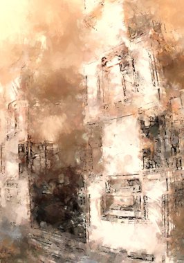 Tuval üzerinde etkileyici fırçalanmış resim. Soyut doku. 2D çizim. Geniş fırça darbeleri. Modern dijital sanat. Çağdaş fırça. Modern ifade. Popüler biçim boyanmış resim.