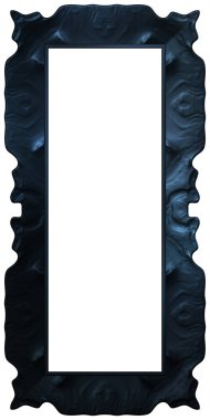 Üç boyutlu metalik illüstrasyon. Beyaz arka planda izole edilmiş fantezi çerçevesi. Davetiyeler, posterler, menü, hatıra defteri ve sunum için mükemmel. Metnin için şablon.