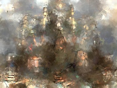 Tuval üzerinde etkileyici fırçalanmış resim. Soyut doku. 2D çizim. Geniş fırça darbeleri. Modern dijital sanat. Çağdaş fırça. Modern ifade. Popüler biçim boyanmış resim.