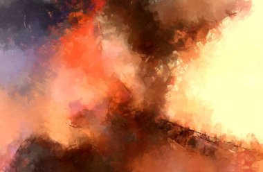 Tuval üzerinde etkileyici fırçalanmış resim. Soyut doku. 2D çizim. Geniş fırça darbeleri. Modern dijital sanat. Çağdaş fırça. Modern ifade. Popüler biçim boyanmış resim.