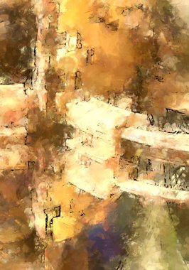 Tuval üzerinde etkileyici fırçalanmış resim. Soyut doku. 2D çizim. Geniş fırça darbeleri. Modern dijital sanat. Çağdaş fırça. Modern ifade. Popüler biçim boyanmış resim.