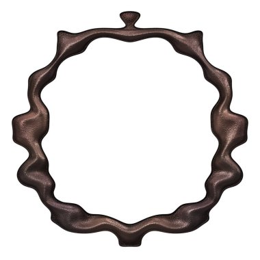 Üç boyutlu metalik illüstrasyon. Beyaz arka planda izole edilmiş fantezi çerçevesi. Davetiyeler, posterler, menü, hatıra defteri ve sunum için mükemmel. Metnin için şablon.