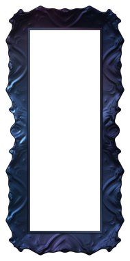 Üç boyutlu metalik illüstrasyon. Beyaz arka planda izole edilmiş fantezi çerçevesi. Davetiyeler, posterler, menü, hatıra defteri ve sunum için mükemmel. Metnin için şablon.