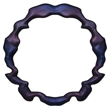 Üç boyutlu metalik illüstrasyon. Beyaz arka planda izole edilmiş fantezi çerçevesi. Davetiyeler, posterler, menü, hatıra defteri ve sunum için mükemmel. Metnin için şablon.