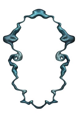 Üç boyutlu metalik illüstrasyon. Beyaz arka planda izole edilmiş fantezi çerçevesi. Davetiyeler, posterler, menü, hatıra defteri ve sunum için mükemmel. Metnin için şablon.