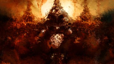 Tuval üzerinde etkileyici fırçalanmış resim. Soyut doku. 2D çizim. Geniş fırça darbeleri. Modern dijital sanat. Çağdaş fırça. Modern ifade. Popüler biçim boyanmış resim.