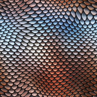 Kusursuz bir fantezi modeli. Sürüngen dokusu. Renkli ve canlı fayanslar. Egzotik fayanslı yüzey. Doğa baskısı.