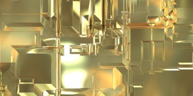 Parlak saten kaplama yüzey teknolojisi 3 boyutlu desen. Lüks yansımalı metal panel dokusu. Arkaplan, duvar kağıdı, uzay gemisi gövdesi için cilalanmış geometrik metal yansıtıcı fütüristik malzeme.