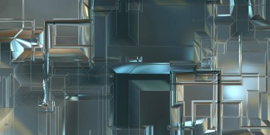 Parlak saten kaplama yüzey teknolojisi 3 boyutlu desen. Lüks yansımalı metal panel dokusu. Arkaplan, duvar kağıdı, uzay gemisi gövdesi için cilalanmış geometrik metal yansıtıcı fütüristik malzeme.