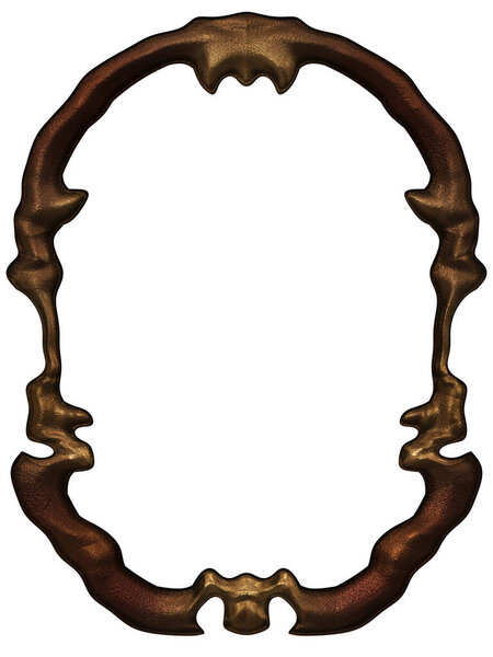 3D metallic illustration. Fantasy frame isolated on white background. Perfect for invitations, posters, menu, scrapbooking and presentation. Template for your text.