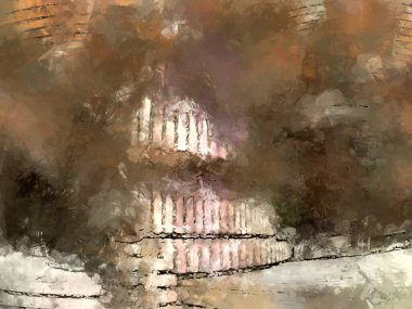 Tuval üzerinde etkileyici fırçalanmış resim. Soyut doku. 2D çizim. Geniş fırça darbeleri. Modern dijital sanat. Çağdaş fırça. Modern ifade. Popüler biçim boyanmış resim.