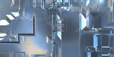 Parlak saten kaplama yüzey teknolojisi 3 boyutlu desen. Lüks yansımalı metal panel dokusu. Arkaplan, duvar kağıdı, uzay gemisi gövdesi için cilalanmış geometrik metal yansıtıcı fütüristik malzeme.