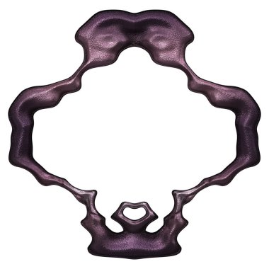 Üç boyutlu metalik illüstrasyon. Beyaz arka planda izole edilmiş fantezi çerçevesi. Davetiyeler, posterler, menü, hatıra defteri ve sunum için mükemmel. Metnin için şablon.