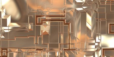 Parlak saten kaplama yüzey teknolojisi 3 boyutlu desen. Lüks yansımalı metal panel dokusu. Arkaplan, duvar kağıdı, uzay gemisi gövdesi için cilalanmış geometrik metal yansıtıcı fütüristik malzeme.