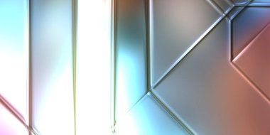 Üç boyutlu metalik panel dokusu. Renkli, parlak, soyut duvar kağıdı. Geometrik teknolojik parlak yansıtıcı arkaplan.