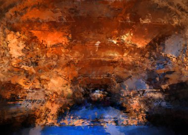 Tuval üzerinde etkileyici fırçalanmış resim. Soyut doku. 2D çizim. Geniş fırça darbeleri. Modern dijital sanat. Çağdaş fırça. Modern ifade. Popüler biçim boyanmış resim.