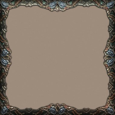 Çerçeve kağıdı. Kart, davetiye ya da albüm olarak harika bir kullanım. Fantezi 3D çizim arka planı. Zarif duvar kâğıdı. Metnin için şablon.