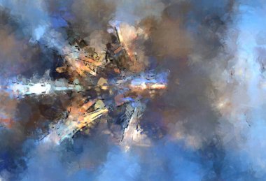 Tuval üzerinde etkileyici fırçalanmış resim. Soyut doku. 2D çizim. Geniş fırça darbeleri. Modern dijital sanat. Çağdaş fırça. Modern ifade. Popüler biçim boyanmış resim.