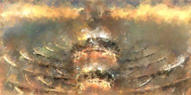 Tuval üzerinde etkileyici fırçalanmış resim. Soyut doku. 2D çizim. Geniş fırça darbeleri. Modern dijital sanat. Çağdaş fırça. Modern ifade. Popüler biçim boyanmış resim.